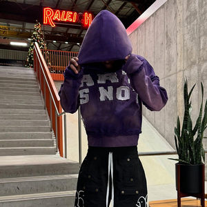 Custom <b>Y2K</b> Style Hooded Cropped Loose Winter <b>Hoodie</b> for Men Vintage Color Acid Wash Breathable Pullover Street Wear <b>Hoodie</b> - Product Image 3