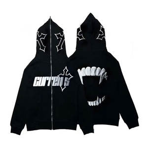 Sudadera con capucha y cremallera de cara completa para hombre de alta calidad, ropa de calle de talla grande, ropa de invierno hecha de poliéster/algodón - Product Image 3