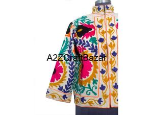 Chaqueta Bomber de Verano/Invierno para Mujer, Bordado Indio Suzani, Patrón Floral, 100% Algodón, Forro Ecológico, Secado Rápido - Product Image 2