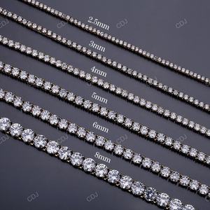 Gran Oferta personalizada 3mm 20in Moissanite 925 Cadena de tenis de plata esterlina joyería de moda COLLARES DE TENIS chapados en oro para mujeres - Product Image 3