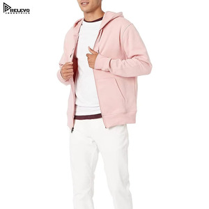 Sweat à capuche unisexe en coton molletonné respirant avec fermeture éclair, plusieurs couleurs, étiquette privée, vente en gros - Product Image 2