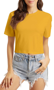 เสื้อครอปแขนสั้นของผู้หญิงเสื้อครอปผ้าฝ้าย100% ตามสั่ง - Product Image 3