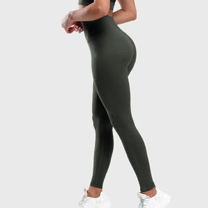 Derniers vêtements de fitness pour femmes, ensemble de yoga sans couture couleur anthracite avec soutien-gorge de sport et leggings taille moyenne - Product Image 4