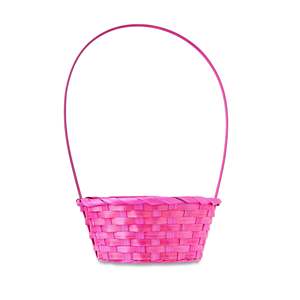 Panier en bambou d'oeufs de Pâques tissé à la main écologique jaune avec poignée pour Fruits fleurs légumes vacances de Pâques OEM ODM - Product Image 2