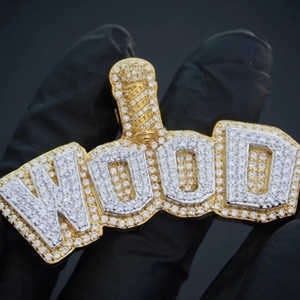 เครื่องประดับฮิปฮอปที่สะดุดตาในทองคำ10K สีเหลืองถูกทำให้เย็นลงอย่างสมบูรณ์ด้วยจี้เพชรประกายทรงกลมเพชรใน VVS ชัดเจน - Product Image 4