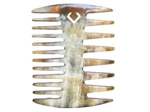 Peigne en corne de vache double face fait main, écologique, forme naturelle, design moderne, outil de toilettage durable et objet décoratif - Product Image 3