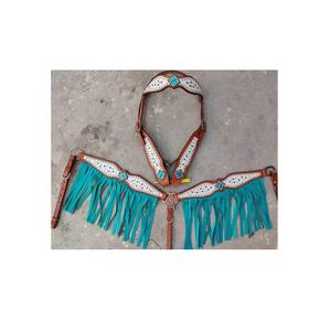 Ensemble de serre-tête et de collier de poitrine Western Floral New Style Premium Cowhide léger Trending designs équipement de cheval saisonnier tac - Product Image 2