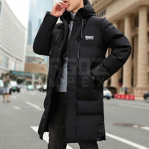 Factory Direct Sale Men's Long Winter <b>Puffer</b> <b>Jackets</b> Windproof Breathable with Hooded Collar Front Logo Position <b>Cheap</b> Price - Product Image 2