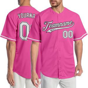 Pakistán ropa deportiva industria auténtica camiseta de béisbol personalizado Rosa blanco-negro de talla grande conjuntos transpirables - Product Image 1