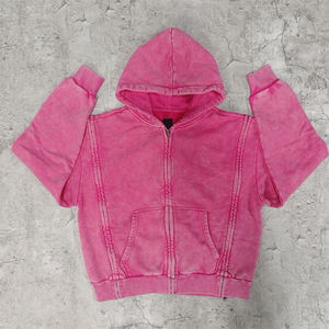 Sudadera con Capucha Personalizada con Bordado Francés, Estilo Desgastado, Lavado Ácido, Cierre Doble, Efecto Descolorido por el Sol - Product Image 1