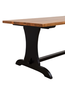 Table à manger de style ferme ancienne, rustique chic, bords modernes, bois de manguier massif, deux tons, noir et naturel, pour la maison, la cuisine, le restaurant - Product Image 4