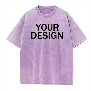 Oversized Short-Sleeved Retro Custom <b>Printed</b> Pattern T-Shirt <b>Neutral</b> Cotton Washed 240 Grams Street Wear for Men - Product Image 3