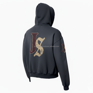 Heavyweight 365 GSM Fleece Zipper Hoodie Tela de algodón de primera calidad Impreso personalizado Logotipo bordado Unisex Style Basics Zipper Hoodie - Product Image 4
