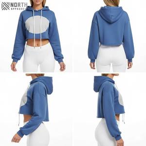 Stylish Women's Long Sleeve Cropped Hoodie With Custom Logo Breathable 100% Cotton New <b>Crop</b> <b>Top</b> Girls Front Back Puff Printing - Product Image 3