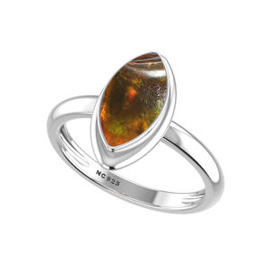 925 bague en argent Sterling lunette réglage Ammolite pierres précieuses mélange formes classique fête de mariage à la mode unisexe - Product Image 4