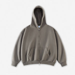 100% coton fermeture éclair personnalisée surdimensionné blanc unisexe luxe à capuche fermeture éclair polaire poche grande taille hommes fermeture éclair sweats à capuche pour hommes - Product Image 3