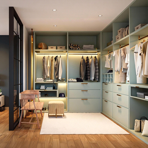 Armoire ouverte BALOM personnalisée, style moderne minimaliste sans portes, en bois massif, dressing pour chambre à coucher - Product Image 2