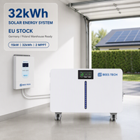 Système solaire au lithium 32 kWh 51,2 V 640 Ah avec plus de 11 000 cycles de charge, barre lumineuse LED et onduleur hors réseau 15 kW pour alimentation de secours domestique, stock UE