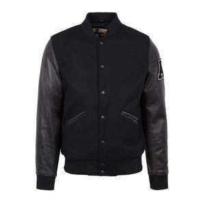 Chaqueta Varsity Unisex de Invierno, Negra, de Lana, con Capucha, Resistente al Viento, Transpirable, con Logotipo Frontal Recubierto, Personalizable, de Alta Calidad - Product Image 2