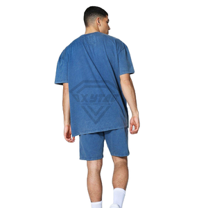 T-shirt délavé à l'acide avec logo personnalisé 100% coton T-shirts vintage Jersey unisexe surdimensionné pour hommes et femmes T-shirt anti-rides - Product Image 4