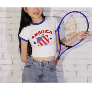 เสื้อยืดผ้าฝ้าย100% สำหรับผู้หญิงออกแบบได้ตามต้องการเสื้อยืดฟิตเนสน้ำหนักเบาพร้อมการระบายอากาศและตกแต่งโลโก้จากบังคลาเทศ - Product Image 4