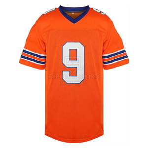 เสื้อฟุตบอลอเมริกันสีส้มสำหรับผู้ชาย คอวี แขนสั้น ผ้าตาข่าย ระบายอากาศได้ดี หมายเลข 9 แบบกำหนดเอง ชุดทีม ทรงปกติ ไซส์พลัส - Product Image 1