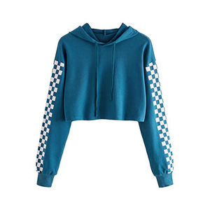 Top corto sostenible de alta calidad, sudaderas con capucha largas para mujer, estilo informal transpirable de primavera con logotipo frontal para invierno - Product Image 6