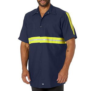 Construction sécurité travail porter uniforme hommes à manches courtes 100% coton Polo bouton haute visibilité vêtements de sécurité industrielle pour hommes - Product Image 1