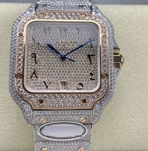 Hip Hop Luxury Ice out Reloj para hombre Iced Bling Diamond Silver White Square Jewelry Watch - Product Image 1