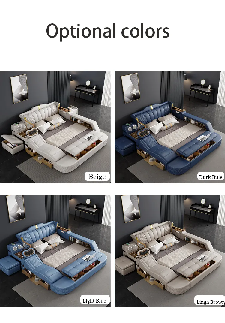 Luxus Schlafzimmer Set King Queen King Size Rahmen Möbel Leder Designer Tatami Bett Design Modern