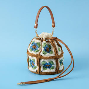 Bolso de Hombro Tejido a Mano de Estilo Intelectual y Artístico, Bolso de Mujer con Cordón Ajustable, Accesorio de Moda de Ganchillo con Diseño de Caleidoscopio - Product Image 4