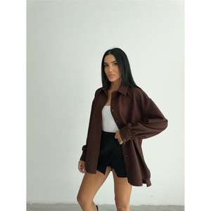 Camisa Casual Tejida Marrón OTTOMAN con Elemento de Moda Sencillo - Product Image 3