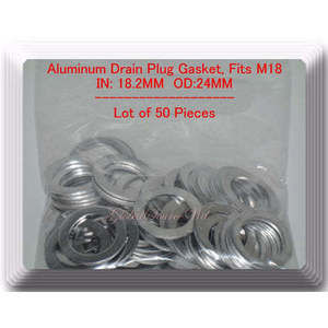 LOT 50 Joint de bouchon de vidange d'huile en aluminium ID: 18,2 mm OD: 24 mm Compatible avec : Chrysler Volvo & - Product Image 1