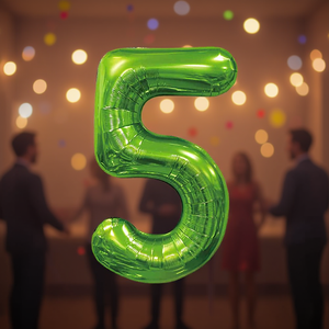 Globo de Fiesta con Número Verde N5 de 100 cm, Bolsa de 12 Unidades - Product Image 3