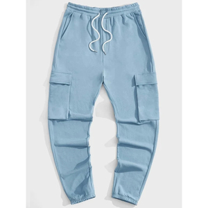 Heavyweight Athletic Joggers with Flap Pockets Relaxed Fit Casual Track Pants Men's Fleece Cargo Sweatpants - Product Image 1
