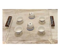 Juego de 3 bandejas de madera de acacia con incrustaciones de nácar, estilo árabe, regalo para Ramadán y Eid, para servir postres, decoración del hogar, personalizable, EPCH