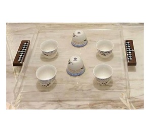 Ensemble de 3 plateaux en bois d'acacia avec incrustation de nacre, style arabe, cadeau de Ramadan et de l'Aïd, service de dessert, décoration de table à domicile, personnalisable - Product Image 3