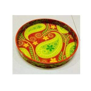 Plateau de service à café en bois naturel à prix raisonnable Plateau de service en bois de mangue de meilleure qualité avec imprimé pour ustensiles de cuisine - Product Image 1