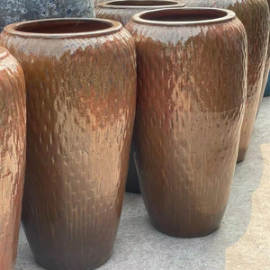 Grand pot en céramique émaillée moderne avec trou de drainage pour jardin intérieur/extérieur et décoration intérieure - Product Image 1