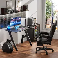 Escritorio para Juegos en Forma de A de Fibra de Carbono OEM, Estación de Trabajo Ergonómica para Computadora, Mesa para el Hogar con Portavasos, Gancho para Auriculares, Estructura de Acero Estable