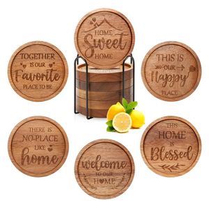 Solid wooden <b>coasters</b> with stylish carved design made to serve <b>drinks</b> with charm and prevent moisture rings on furniture - Product Image 5