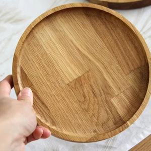 Plateau en bois rond | Plateau de service en chêne massif | Décoration d'intérieur rustique minimaliste - Product Image 1