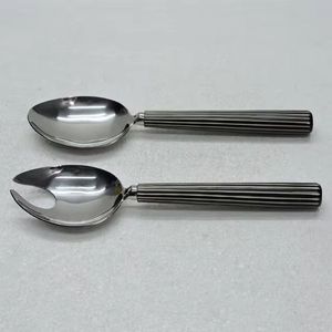 Mango de servidor de ensalada de madera y resina Características únicas Utensilios de cocina de restaurante hechos a mano Latón Con Servidor de ensalada pulido - Product Image 3