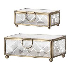 Caja de joyería decorativa hecha a mano diseño personalizado regalo de Navidad embalaje caja de baratija de metal y vidrio - Product Image 3