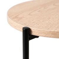 Table basse ronde KD en gros, 2 niveaux, avec structure métallique et plateau en MDF, table d'appoint avec étagère de rangement pour salon, chambre et maison