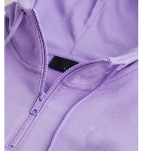 Sudadera con capucha corta para hombre, 100% algodón, corte holgado, hombros caídos, con media cremallera, logotipo personalizado, OEM, estilo urbano, venta al por mayor - Product Image 5