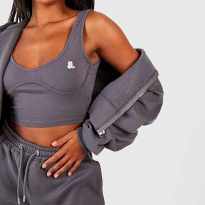 Survêtement d'hiver vintage imprimé délavé à l'acide, respirant, 2-en-1, épais, zippé, pour femme, 100 % coton - Product Image 5