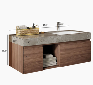 Tocador de baño de madera maciza de gran capacidad moderno, a prueba de humedad, ecológico, fácil de limpiar, almacenamiento - Product Image 6