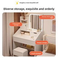 Ensemble coiffeuse moderne avec miroir, rangement multifonctionnel, meuble de maquillage compact pour chambre d'appartement