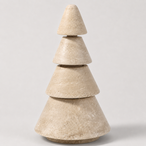 Wholesale Handmade Beige Travertine Christmas Tree Figurine Natural Stone Tabletop Holiday Decoration for Home Hotel Gift - Product Image 3